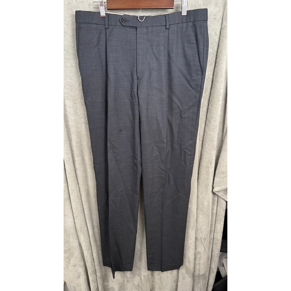 Cremieux Men's 36x32 Wool Blend Gray Dress Pants Pleated Front Career